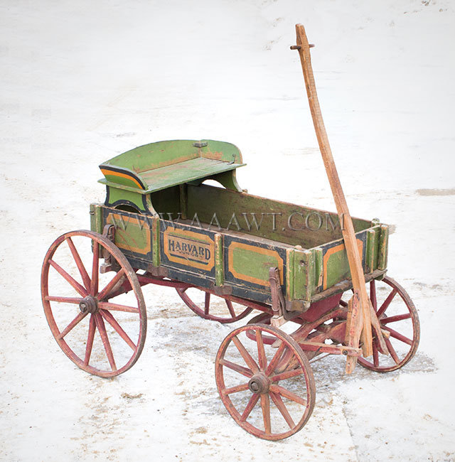 Antique Childs Goat Drawn Wagon, Late 19th Century, angle view
